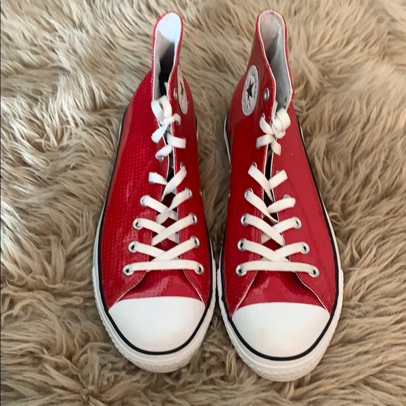 Red Converse Chuck Taylor All Star High Tops - Picture 2 of 7